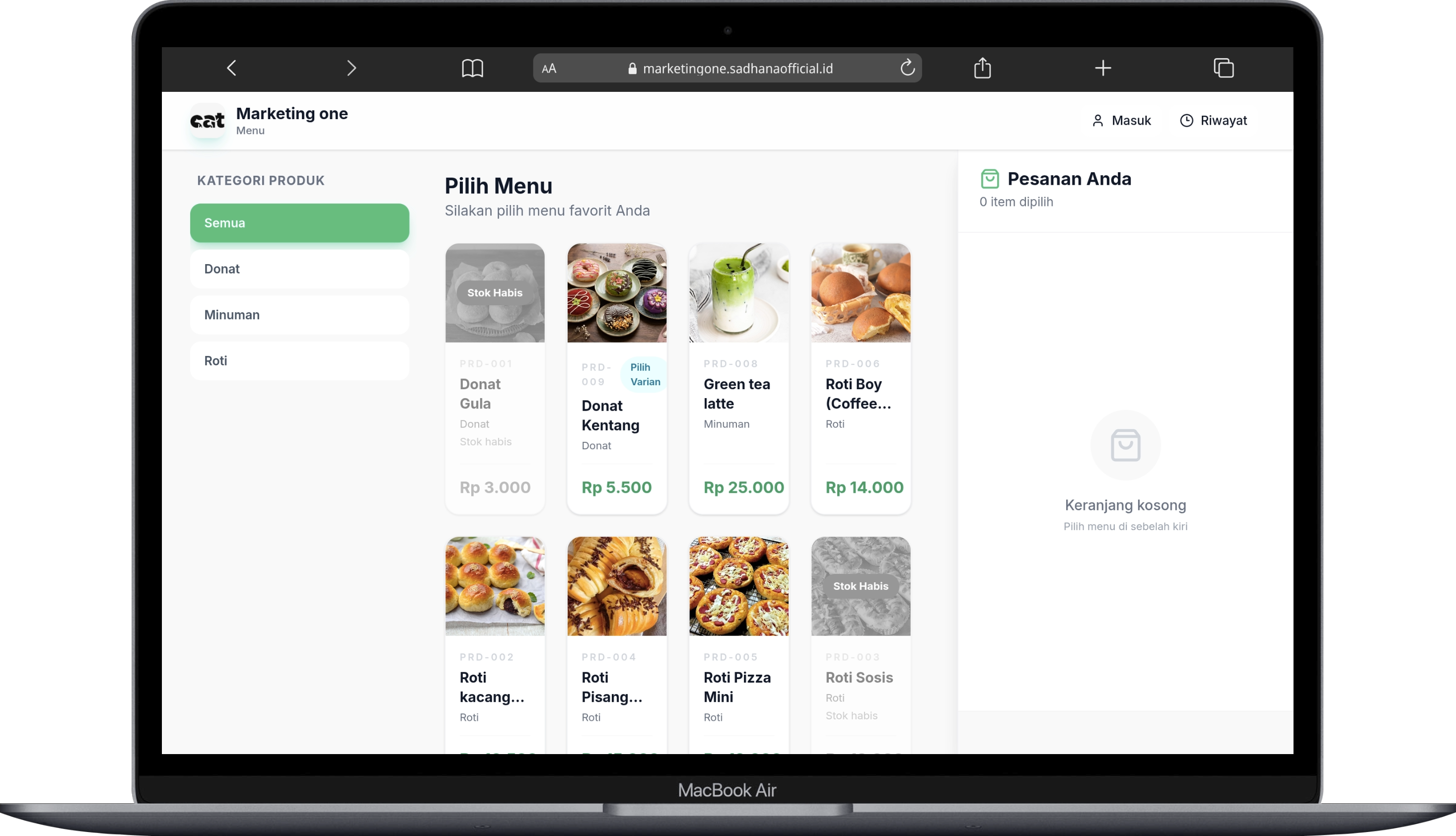 POS System - Order Menu Dashboard